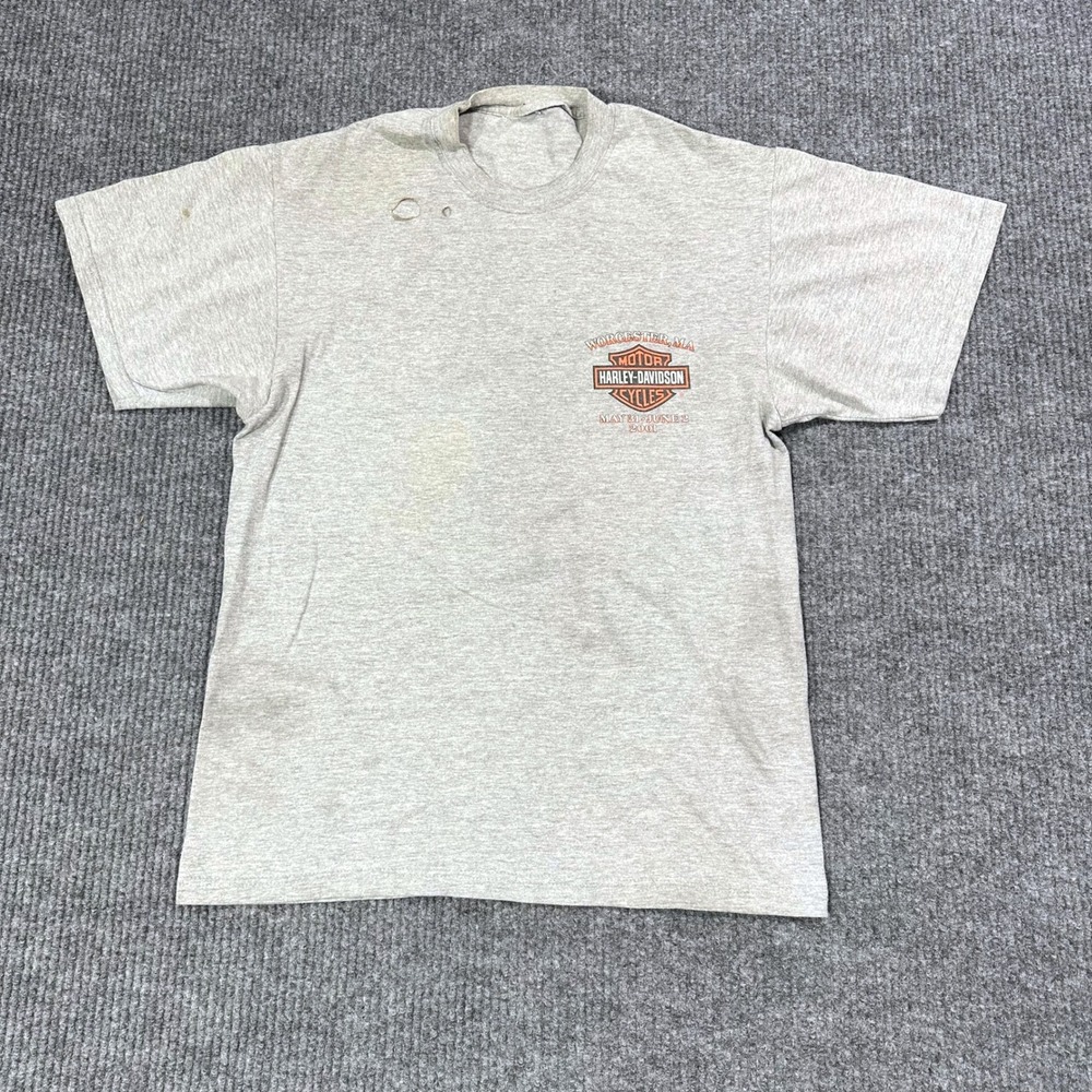 Vintage Harley Davidson T-Shirt Mens Medium Distressed Thrashed Biker Y2K 2000s
